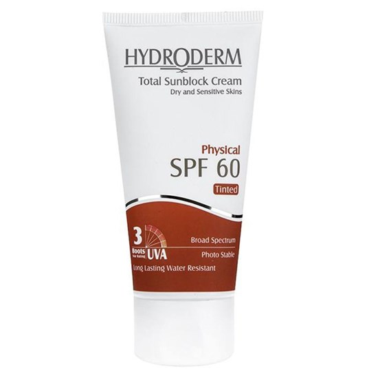 کرم ضد آفتاب فیزیکال هیدرودرم رنگی مدل Dark Beige SPF60 حجم 50 میلی لیتر