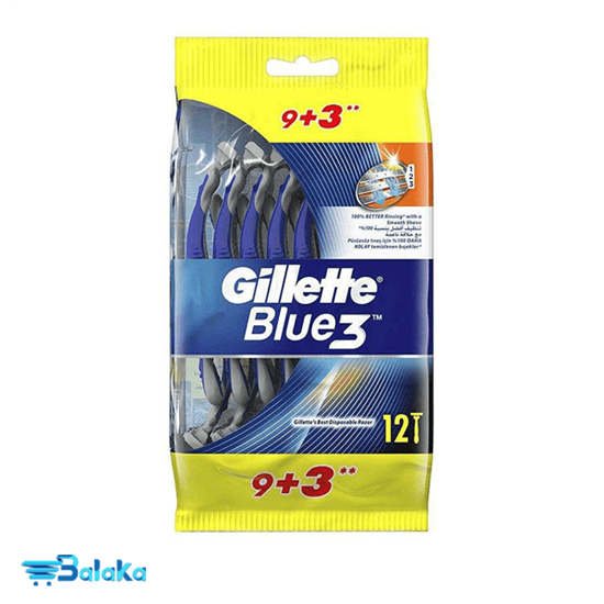 تیغ اصلاح ژیلت مدل Blue 3 سری بسته 12 عددی